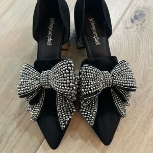 Jeffrey Campbell Valenti Embellished Bow Loafer Block Heel Size 6.5